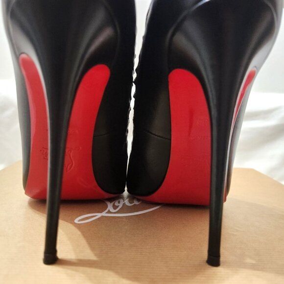 EUC Christian Louboutin Gortik 120 Black Kid Leather Size 7.5, EU Size 38 - Picture 6 of 9